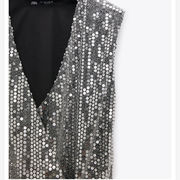 NWT Zara Silver Sequence Party Dress Size Large L and Medium M - Picture 4 of 7